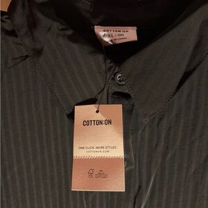 Cotton On Men's Dark Striped Button Down Shirt